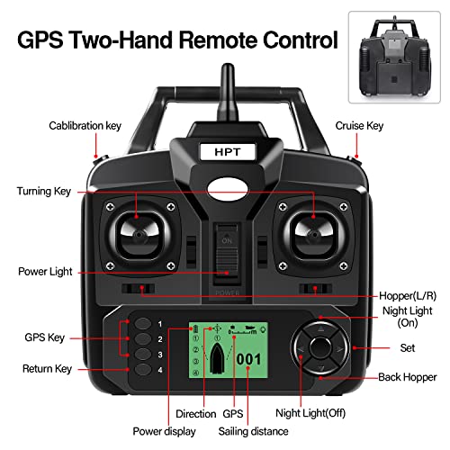 500M Bilbear GPS 3 Hoppers Fishing Bait Boat Carp Fishing Bait Boat Carp Hook Post Boat,LCD Fishfinders with Sonar Sensor,Handbag,Spare Batteries (Camo Boat)