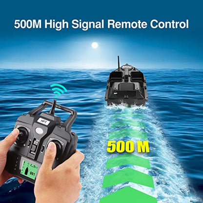 500M Bilbear GPS 3 Hoppers Fishing Bait Boat Carp Fishing Bait Boat Carp Hook Post Boat,LCD Fishfinders with Sonar Sensor,Handbag,Spare Batteries (Black Boat)
