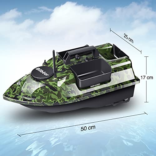 500M Bilbear GPS 3 Hoppers Fishing Bait Boat Carp Fishing Bait Boat Carp Hook Post Boat,LCD Fishfinders with Sonar Sensor,Handbag,Spare Batteries (Camo Boat)