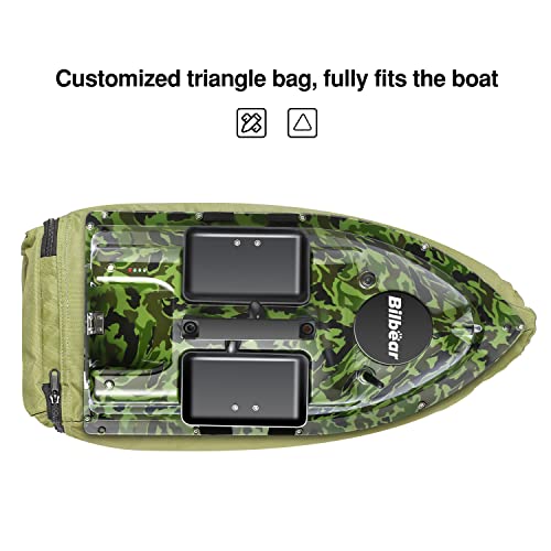 500M Bilbear GPS 3 Hoppers Fishing Bait Boat Carp Fishing Bait Boat Carp Hook Post Boat,LCD Fishfinders with Sonar Sensor,Handbag,Spare Batteries (Camo Boat)